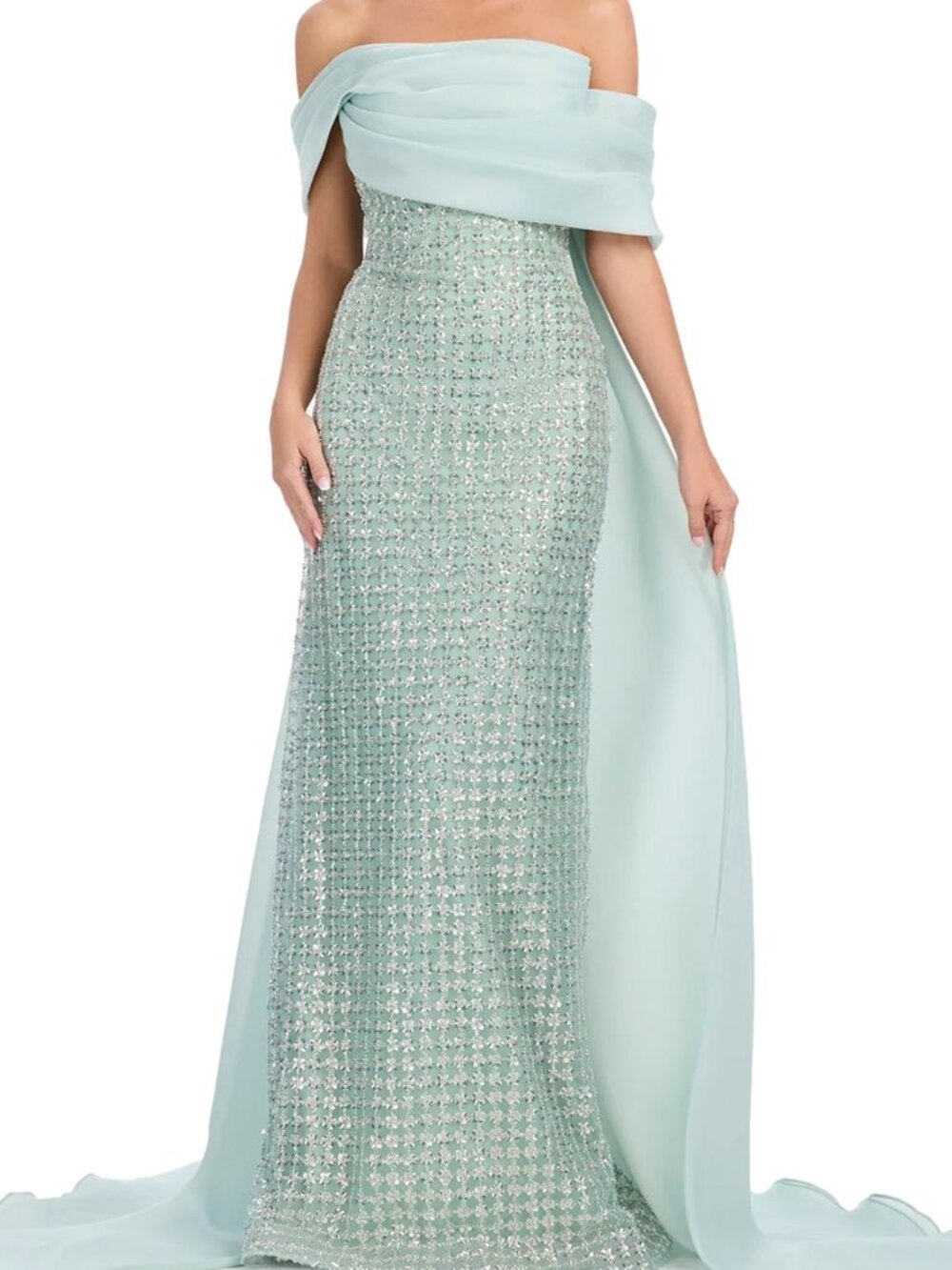NWT Ashley Lauren 12020 Organza Cape Mother of the Bride Dress Sage size 16